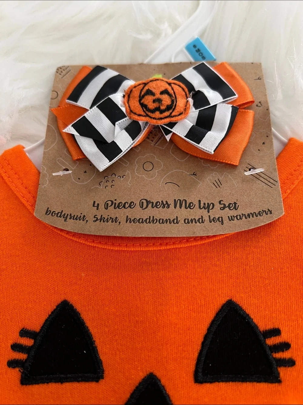 Orange 4 PC  Pumpkin Jack-O'-Lantern Costume 6 Months